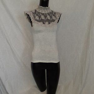 super light Charlotte Russe prairie / cottage high collared top